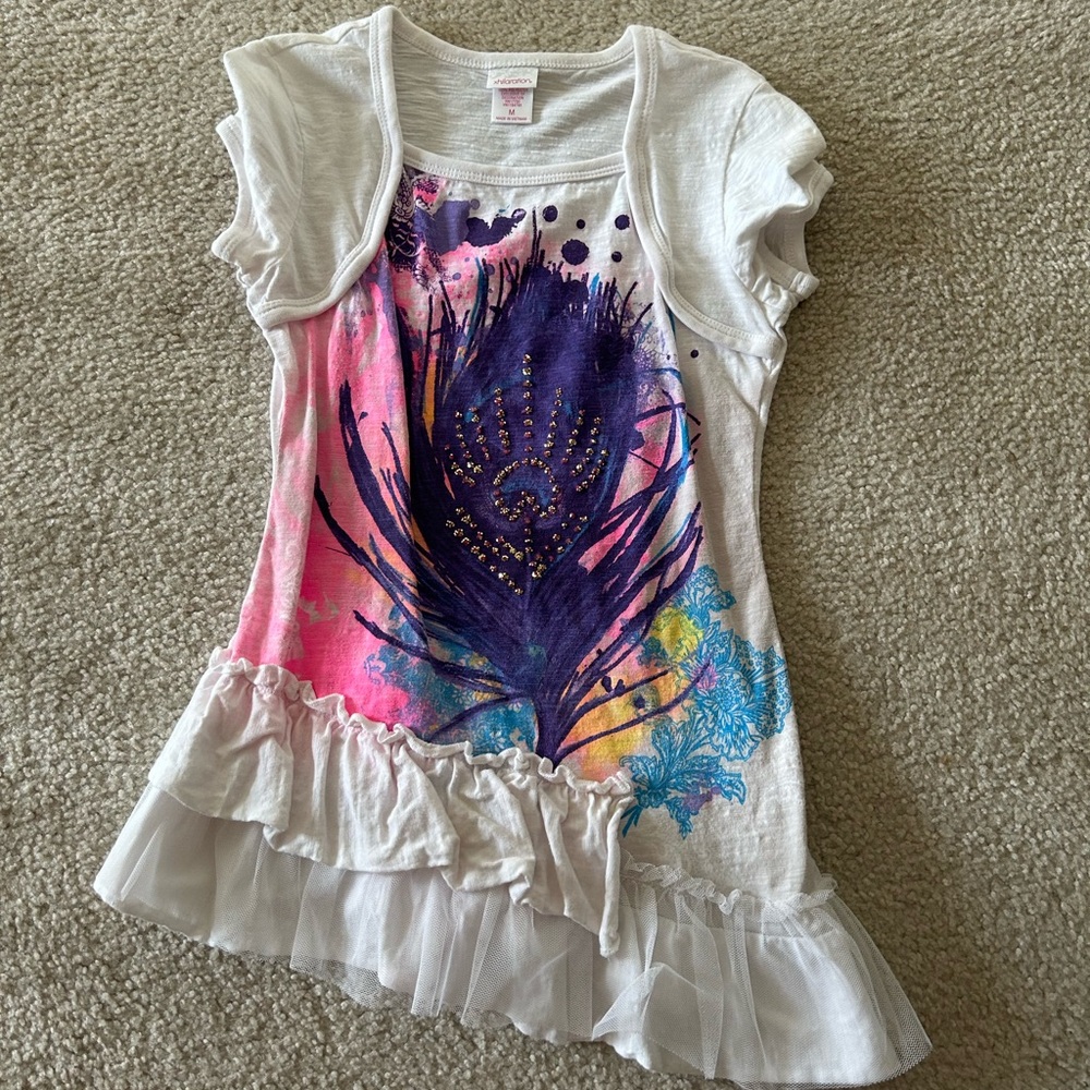 Xhilaration girls white graphic fashion top shirt size medium